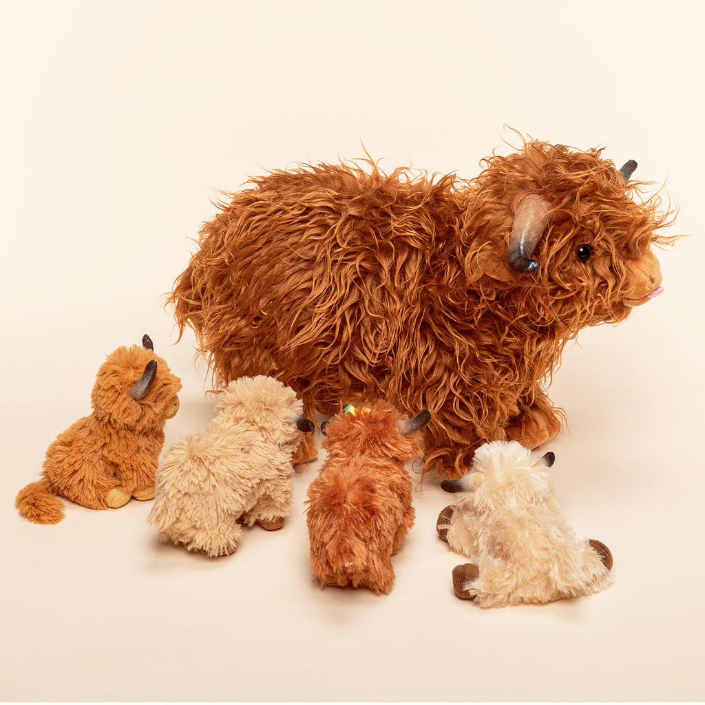 Scottish Highland Cow Cattle Stuffed Animal with 4 Babies Inside