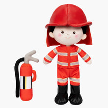 Load image into Gallery viewer, Personalized Firemen Plush Baby Boy Doll + Backpack