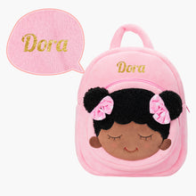 Load image into Gallery viewer, Personalized Red Deep Skin Tone Plush Dora Doll + Backpack