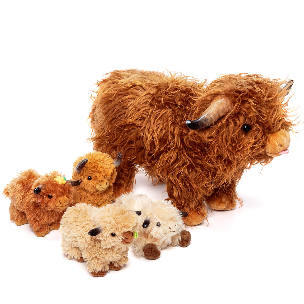 Scottish Highland Cow Cattle Stuffed Animal with 4 Babies Inside