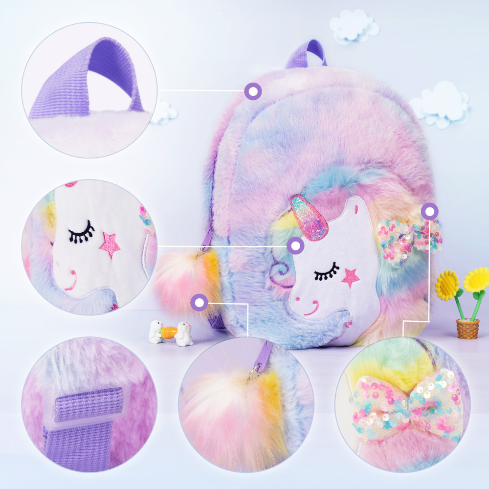 Rapunzelcorn Rainbow Hair Unicorn Mommy Stuffed Animal with 4 Babies