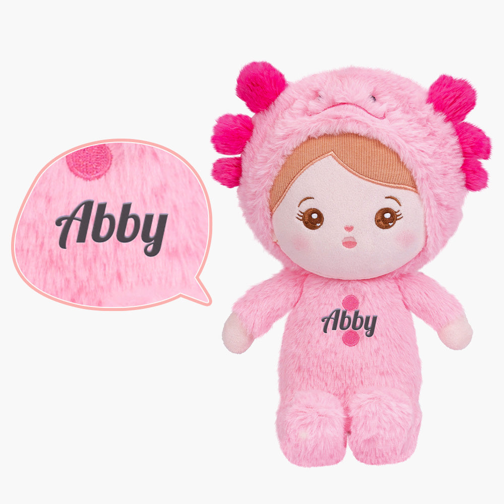 Personalized Pink Newt Girl Doll + Backpack