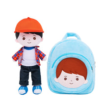 Load image into Gallery viewer, Personalized Plaid Jacket Plush Baby Boy Doll + Backpack