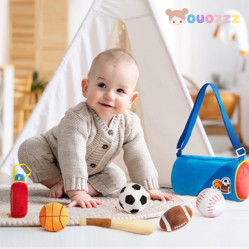 Personalized Baby's First Sports Bag Plush Playset Sound Toy Gift Set