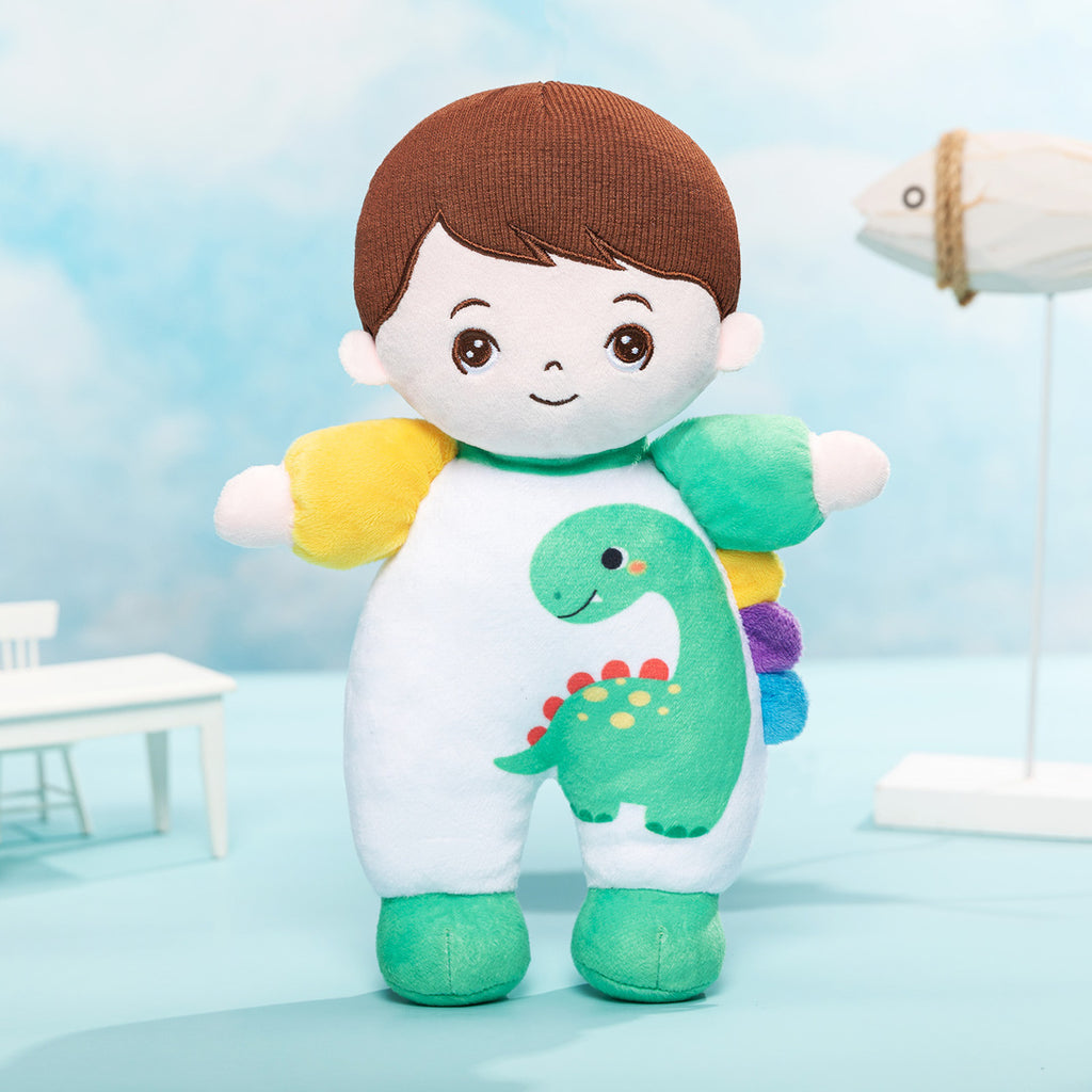 Mini Personalized Dinosaur White Skin Boy Plush Doll & Gift Set