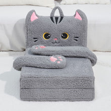 Load image into Gallery viewer, Foldable Animal Grey Cat Polar Fleece Children Sofa