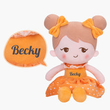 Load image into Gallery viewer, Personalized Becky Orange Girl Doll + Backpack