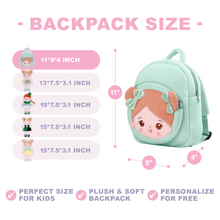 Load image into Gallery viewer, Personalized Abby Green Hat Girl Doll + Backpack