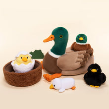 Load image into Gallery viewer, Mallard Dabbling Duck Plush Stuffed With 4 Ducklings in Nest - Pre Order