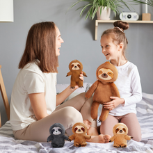 Load image into Gallery viewer, Sloth Family with 4 Babies Plush Playset Animals Stuffed Gift Set for Toddler