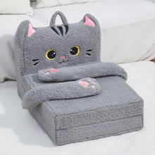 Load image into Gallery viewer, Foldable Animal Grey Cat Polar Fleece Children Sofa