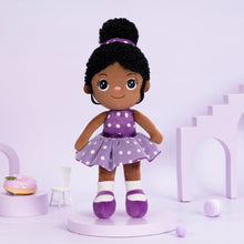 Load image into Gallery viewer, Personalized Deep Skin Tone Plush Doll Purple Nevaeh