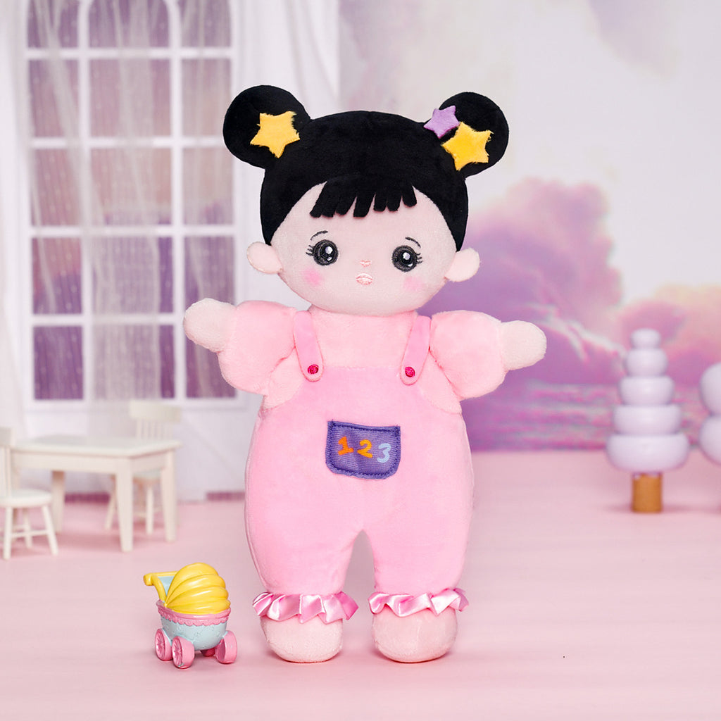 Personalized Black Hair Mini Plush Baby Girl Doll