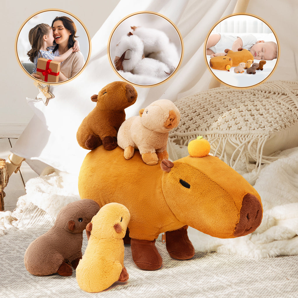 15" Capybara Stuffed Animal with 4 Babies Capybara Inside