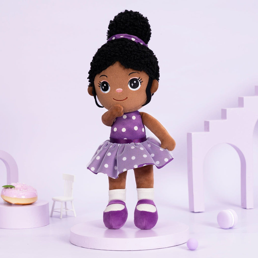 Personalized Deep Skin Tone Plush Doll Purple Nevaeh