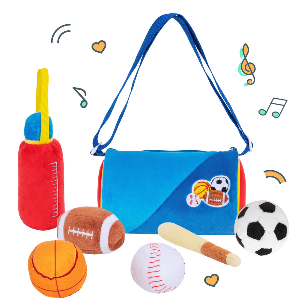 Personalized Baby's First Sports Bag Plush Playset Sound Toy Gift Set