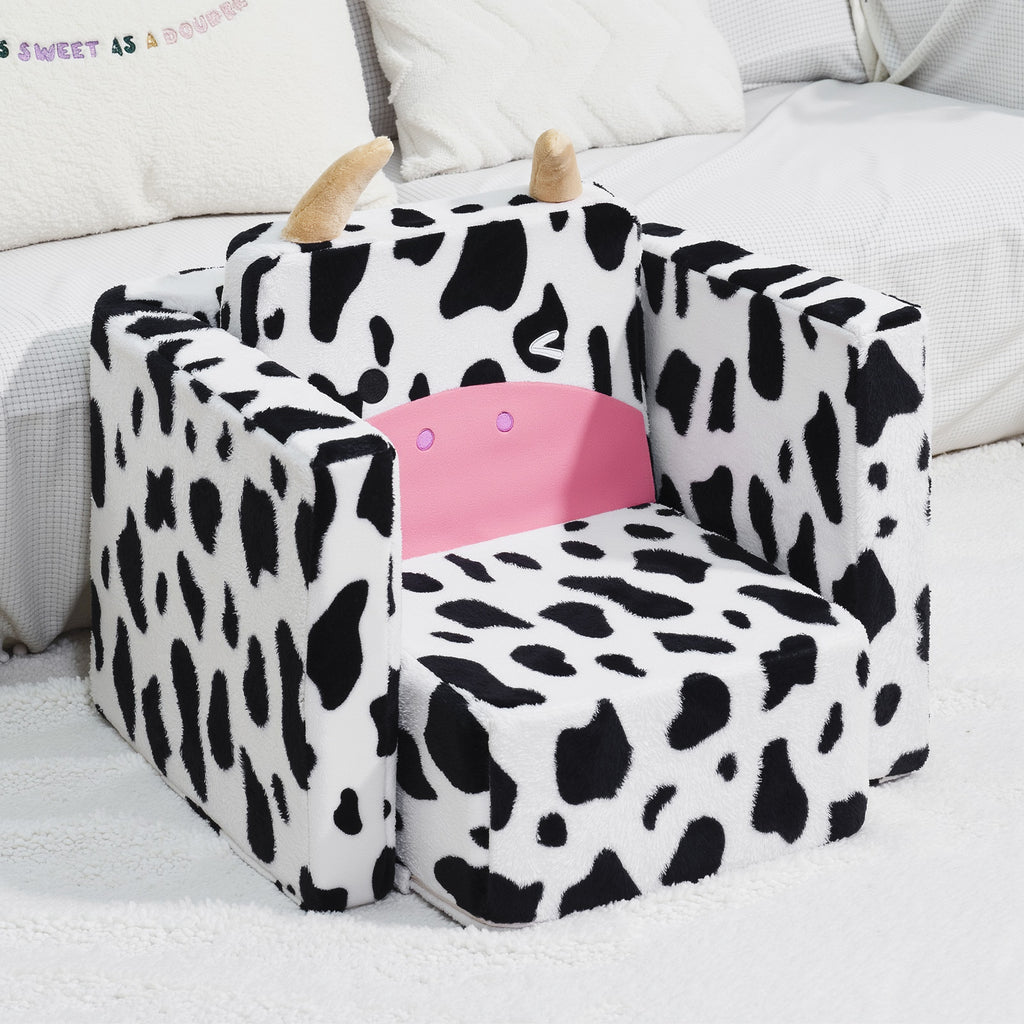 2 In 1 Cute Dairy Cow Pattern Children Sofa Couch and Desk