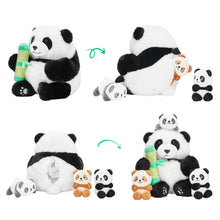 Load image into Gallery viewer, Plush Stuffed Panda Mommy with 3 Babies in Bamboo Bag Set