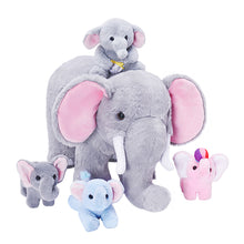 Load image into Gallery viewer, Elephant Mommy Stuffed Animal Plush Toy Set with 4 Babies