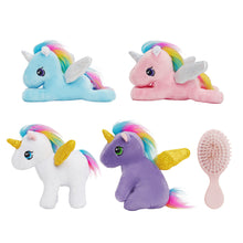 Load image into Gallery viewer, Rapunzelcorn Rainbow Hair Unicorn Mommy Stuffed Animal with 4 Babies Unicorn Inside