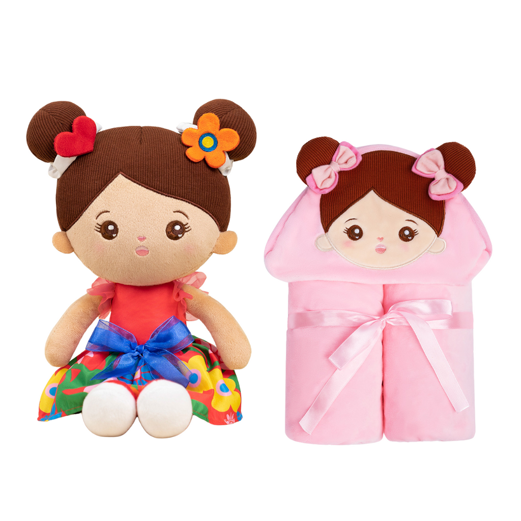 Personalized Doll and 35 Inch Soft Baby Blanket Combo