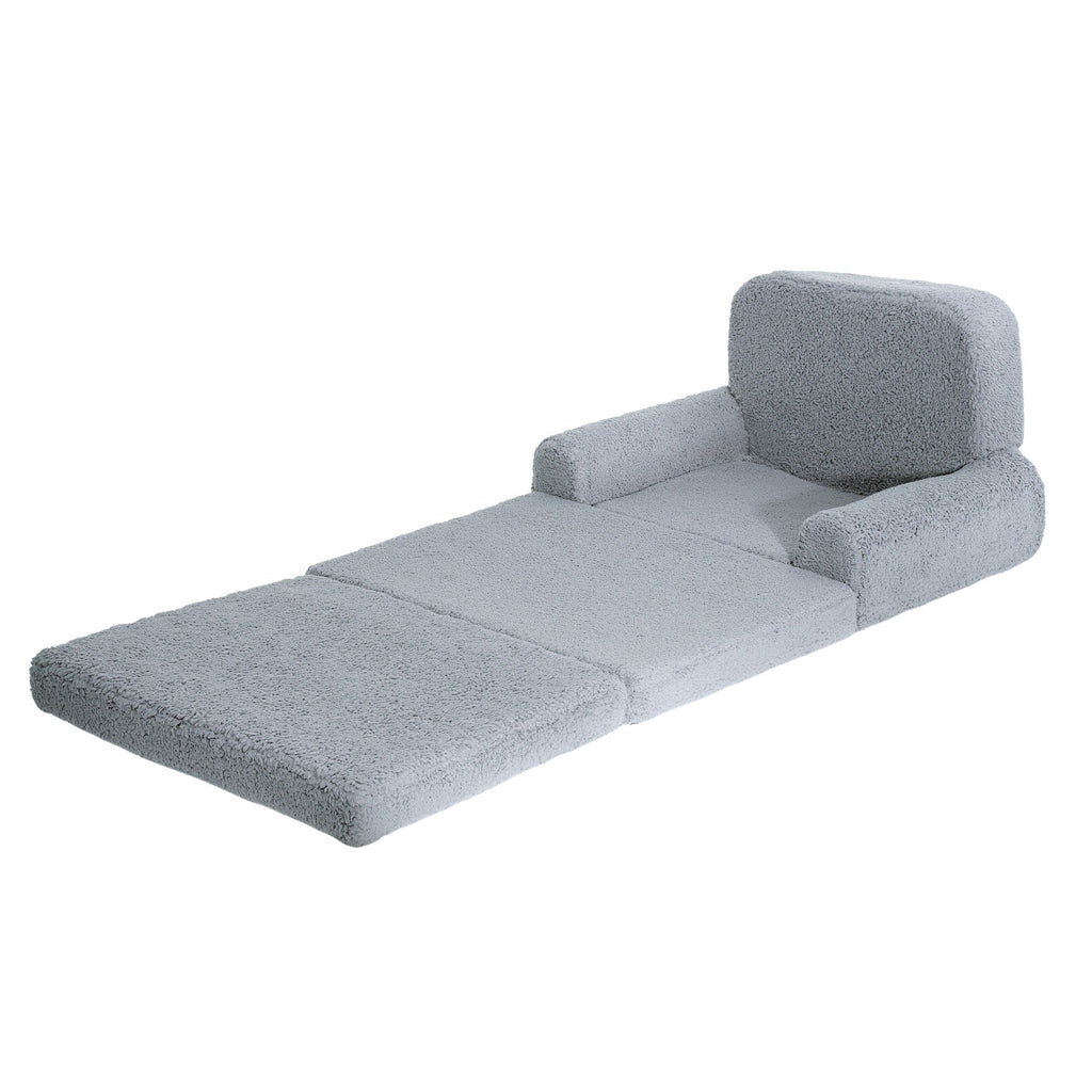 Grey Cashmere Tri-fold Couch Sofa for Kids