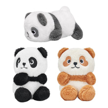 Load image into Gallery viewer, Panda Mommy Plush Stuffed Animal with 3 Babies in Bamboo Bag Set