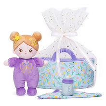Load image into Gallery viewer, Bassinet Baby Doll - Name Personalizable, Tulle Ribbon Basket Wrap