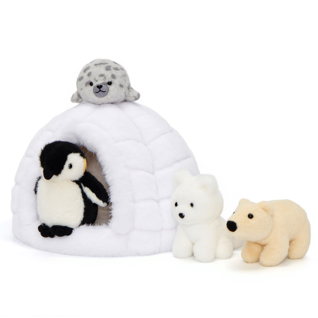 Igloo with 4 Animals Plush Toy Set