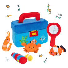 Load image into Gallery viewer, Personalized Baby&#39;s First Fishing Tackle Box Plush Playset Sound Toy Gift Set