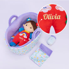 Load image into Gallery viewer, Personalized 10 Inches Baby Girl Doll with Bassinet Role Play Toy