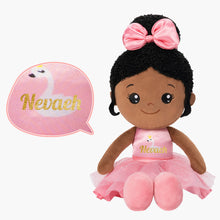 Load image into Gallery viewer, Personalized Deep Skin Tone Plush Nevaeh Pink Doll + Backpack