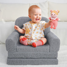 Load image into Gallery viewer, Grey Cashmere Tri-fold Couch Sofa for Kids