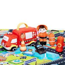 Load image into Gallery viewer, Personalized Baby&#39;s First Fire Truck Plush Sensory Toy