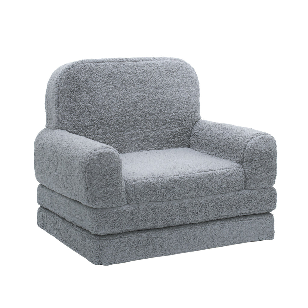 Grey Cashmere Tri-fold Couch Sofa for Kids