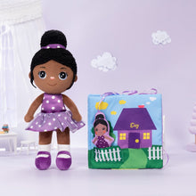 Load image into Gallery viewer, Personalized Deep Skin Tone Plush Doll Purple Nevaeh