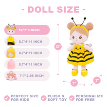 Load image into Gallery viewer, Personalized Yellow Bee Plush Baby Girl Doll + Bee Backpack