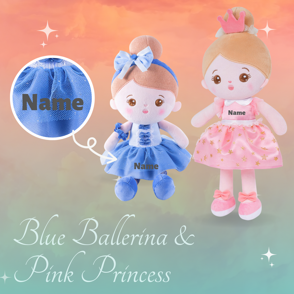 Personalized Ballerina Princess Plush Doll - Blue & Pink