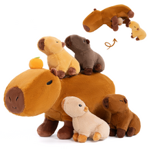 Load image into Gallery viewer, Capybara Stuffed Animal with 4 Babies Capybara Inside