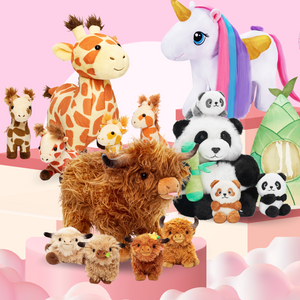 Plush Stuffed Animal Family Toy Set Mommy with Babies - 15 Themes