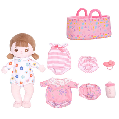 Personalized Dress Up Plush Baby Girl Doll with Changeable Outfit