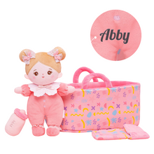 Load image into Gallery viewer, Personalized 10 Inch Plush Girl Doll Bassinet Gift Set