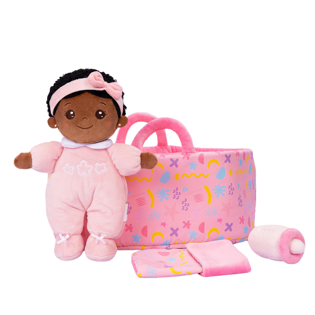 Personalized 10 Inches Baby Girl Doll with Bassinet Role Play Toy