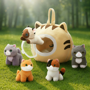 Personalized Cute Plush Cat House Toy Set with 5 Kittens