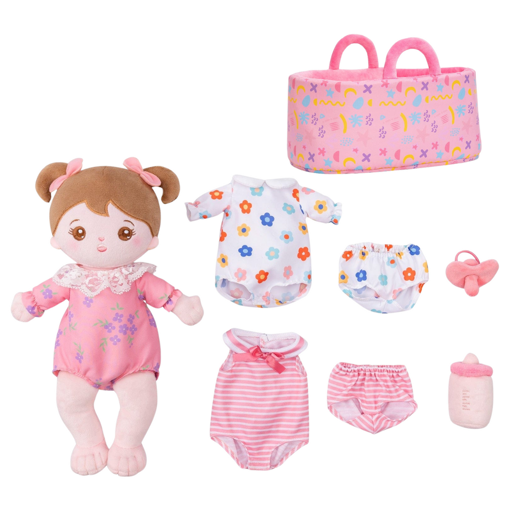 Personalized Pink Plush Mini Baby Girl Doll With Changeable Outfit