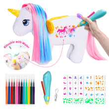 Load image into Gallery viewer, Rapunzelcorn Rainbow Hair Unicorn Mommy Stuffed Animal with 4 Babies Unicorn Inside