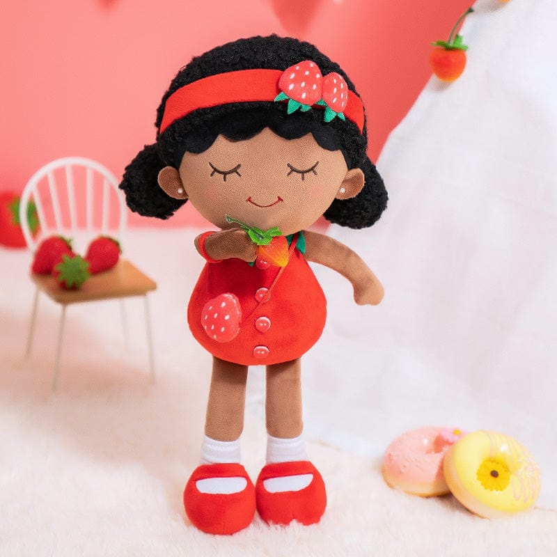 iFrodoll iFrodoll Personalized Deep Skin Tone Plush Strawberry Doll Red