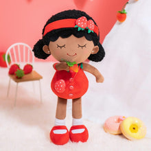 Load image into Gallery viewer, iFrodoll iFrodoll Personalized Deep Skin Tone Plush Strawberry Doll Red