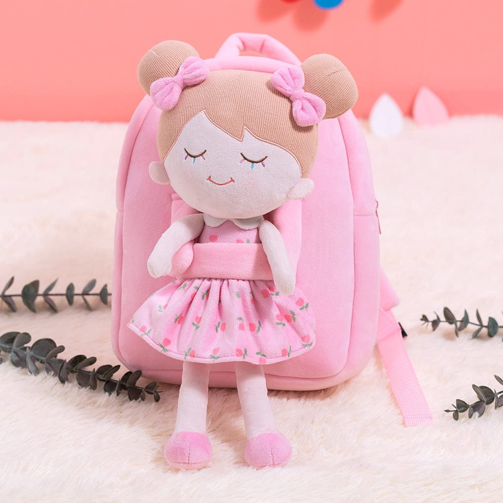 OUOZZZ Personalized Iris Pink Doll and Bag Gift Set Pink Iris + Backpack