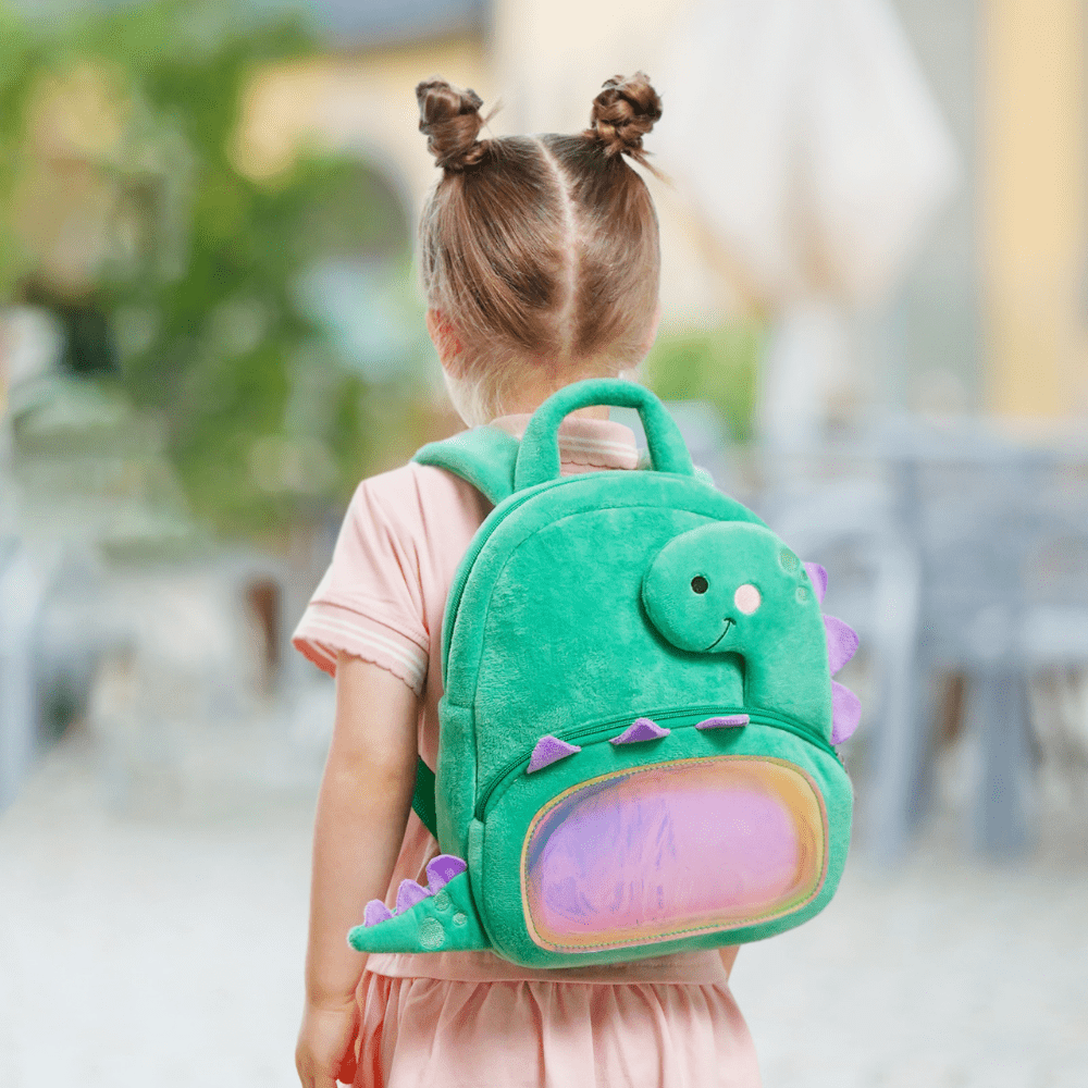 OUOZZZ Personalized Green Dinosaur Plush Backpack